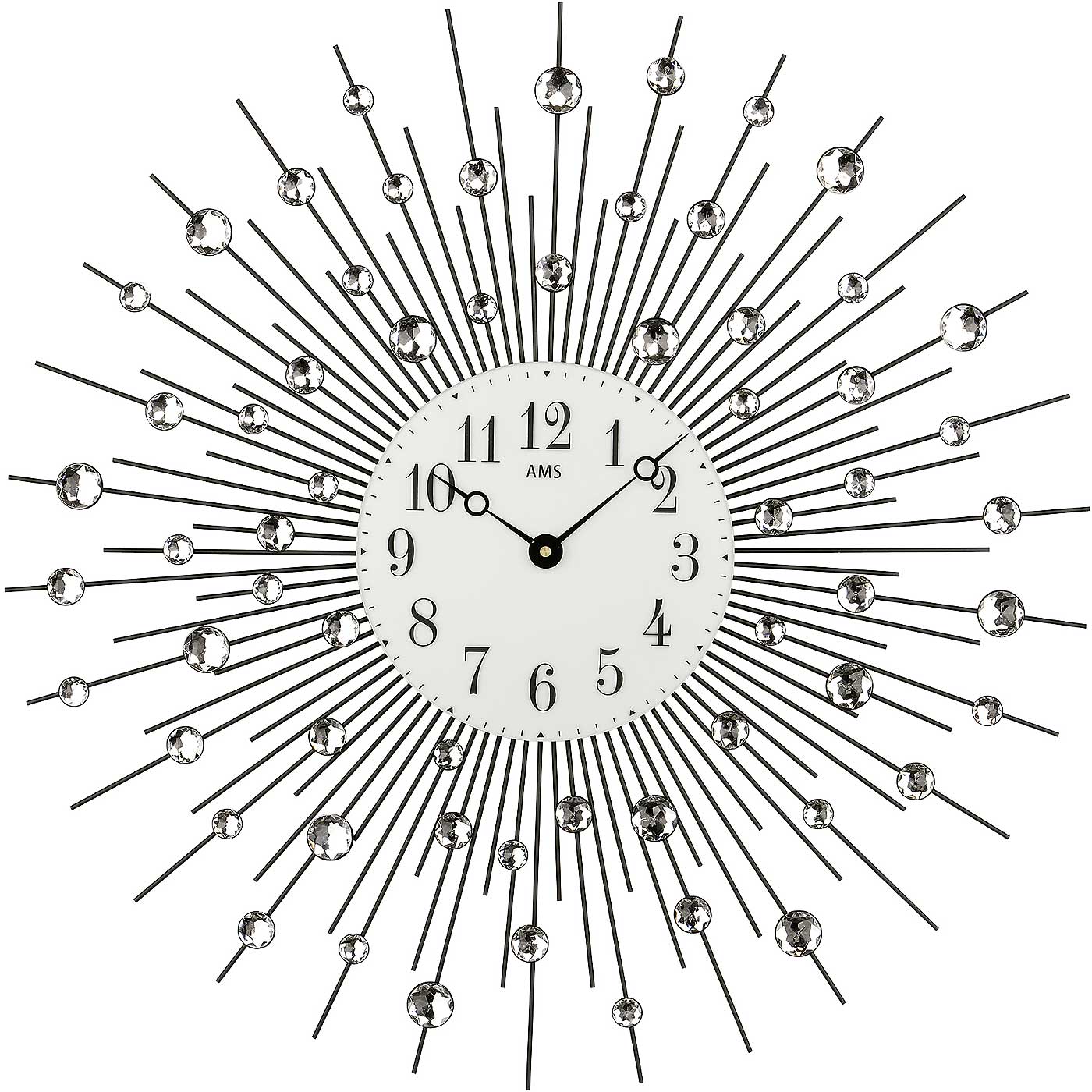 AMS Wanduhr 60 cm Ø Metall • Lautloses Quarzwerk • Modernes Design