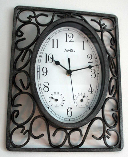 Wanduhr klassisch - weißes Zifferblatt - Quarzwerk - AMS Modell: 9486