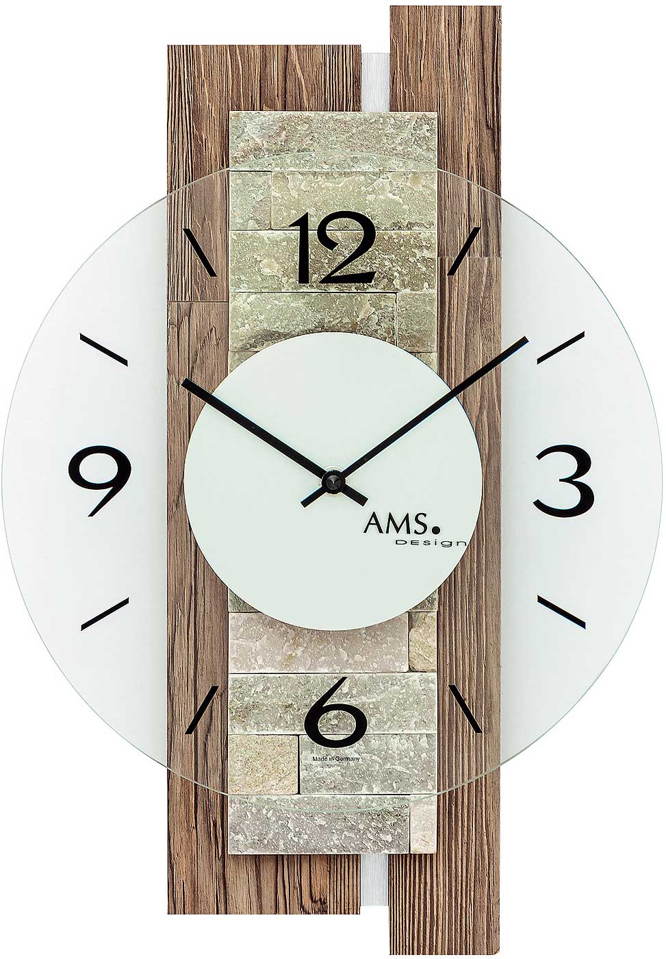 Wanduhr modern 40 cm x 28 cm x 6 cm - AMS Modell: 9543