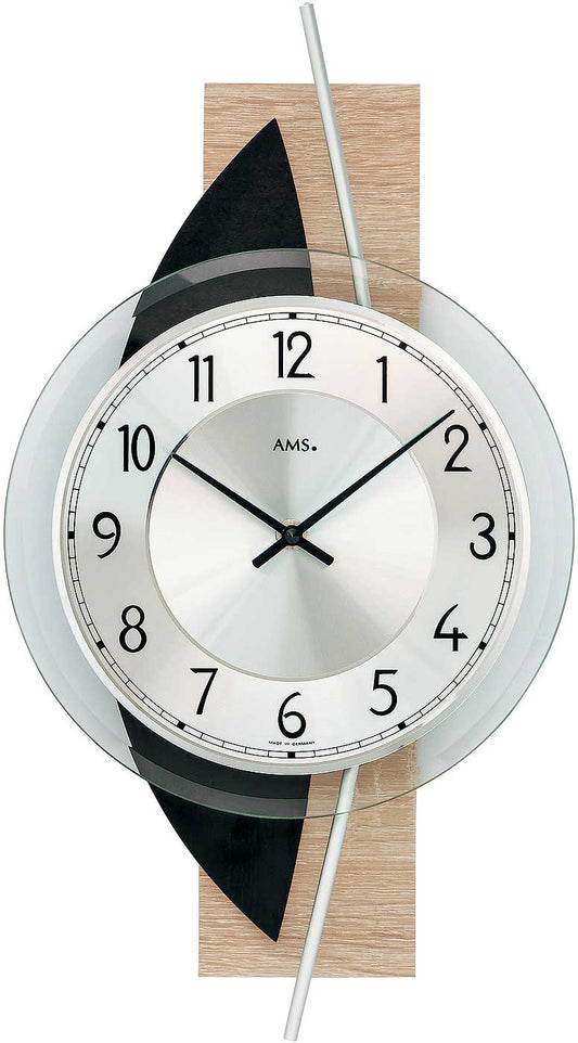 Wanduhr modern 42 cm x 23 cm x 6 cm - AMS Modell: 9551