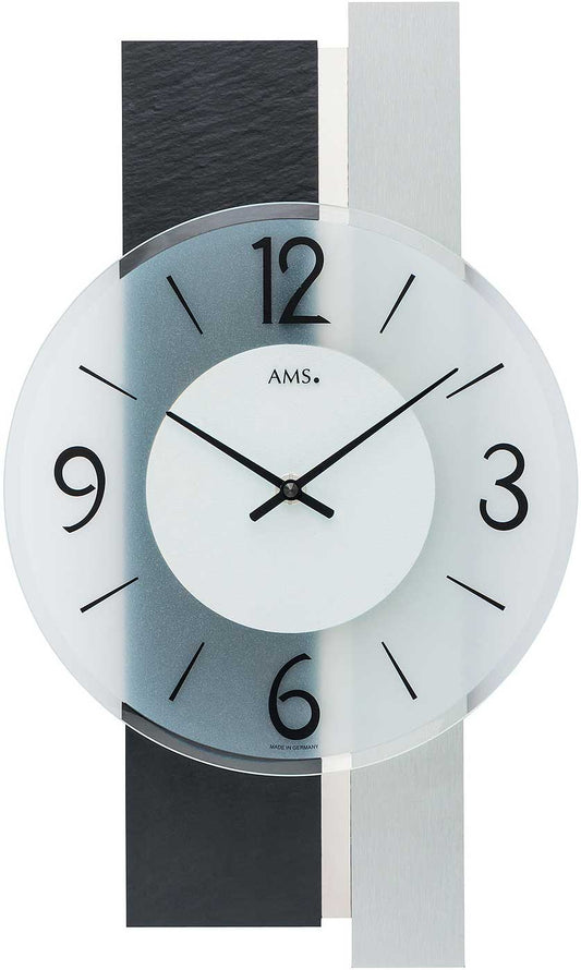 Wanduhr modern Holzgehäuse 40 cm x 23 cm x 6 cm - AMS Modell: 9555