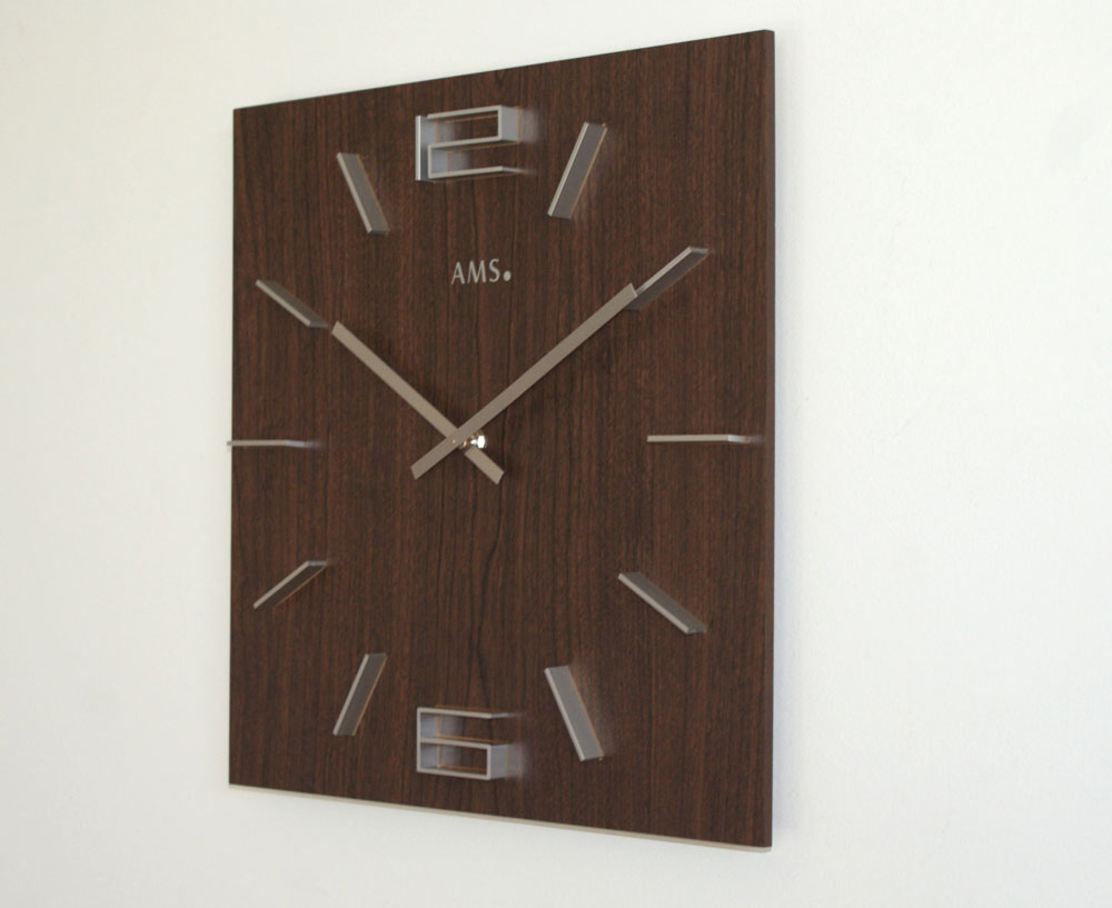 Wanduhr modern 34 cm x 34 cm x 4 cm - AMS Modell: 9593