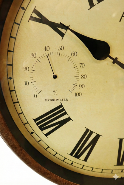 AMS Wanduhr 42 cm Ø Metall • Wetterfest • Mit Thermometer & Hygrometer