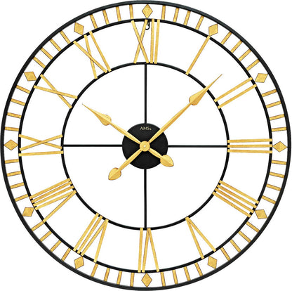 AMS Wanduhr 80 cm Ø Metall • Industrial-Look • Römische Ziffern