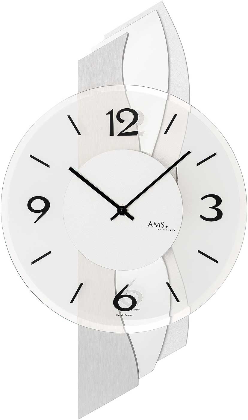 Wanduhr modern 27 x 47 x 6 cm - AMS Modell: 9670