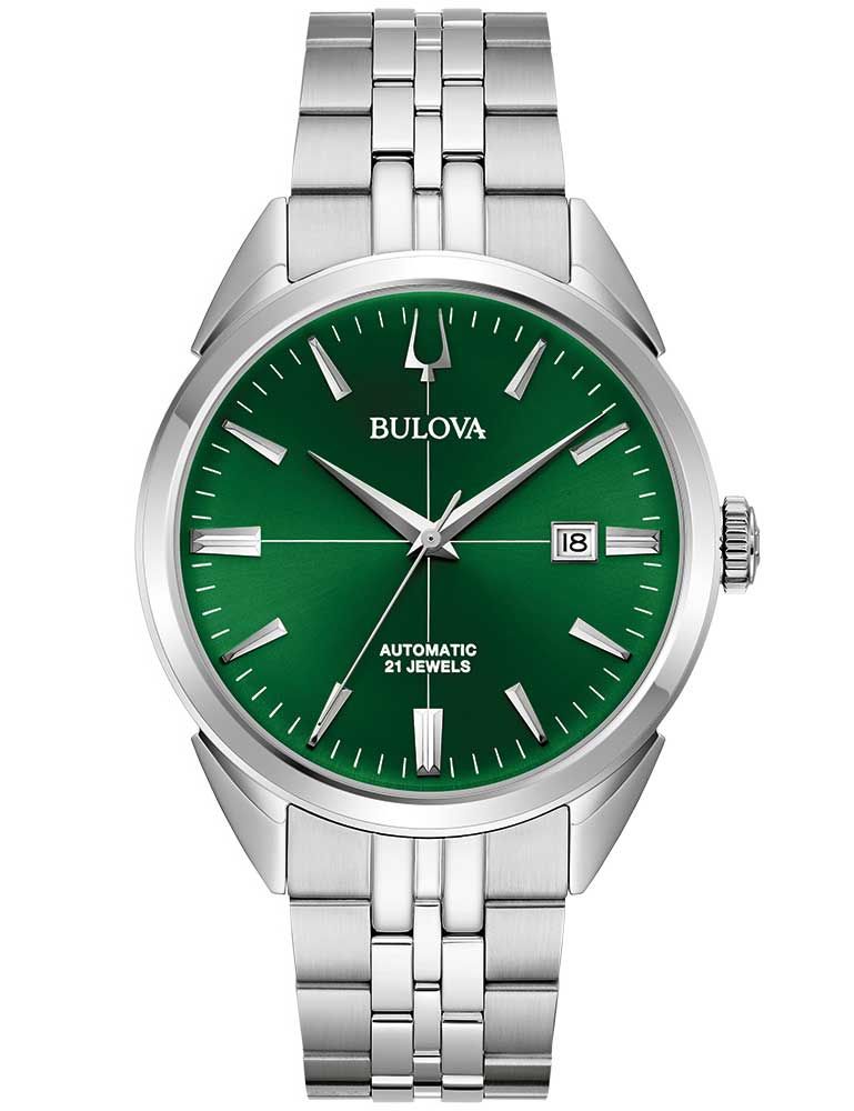 Bulova Sutton 96B424 Herren • Automatikwerk • Grünes Sunburst-Zifferblatt