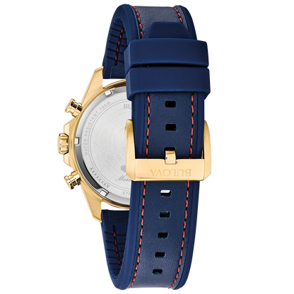 Bulova Marine Star 97B168 Herren Uhr • Quarz Chronograph • Gold-Ton Gehäuse