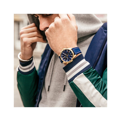 Bulova Marine Star 97B168 Herren Uhr • Quarz Chronograph • Gold-Ton Gehäuse