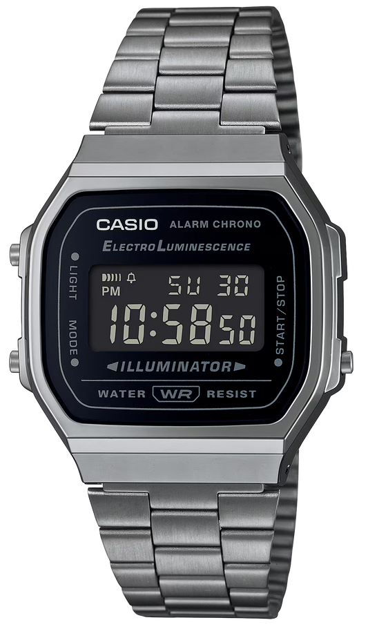Casio Vintage A168WEGG-1BEF Uhr • Gunmetal Finish • Negativ-Display