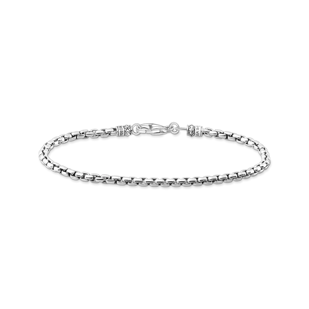 Herrenarmband mit silber geschwärzten Gliedern und Karabinerverschluss