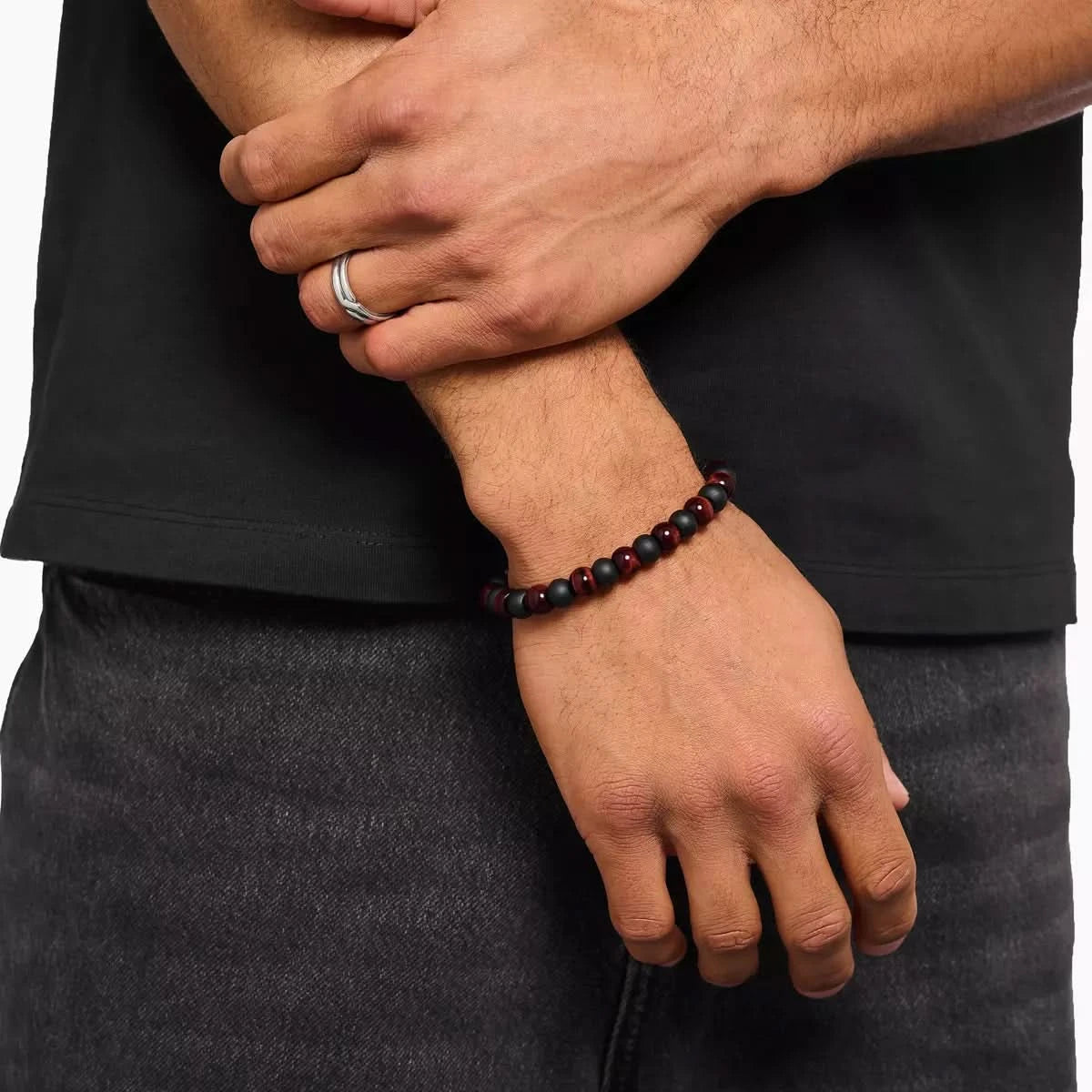 Herrenarmband, Obsidian und Tigerauge Schwarz-Rot - THOMAS SABO Modell: A2196-806-7-VG