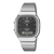 Casio Vintage Armbanduhr, schwarzes Zifferblatt, digitale Anzeige, Edelstahlarmband