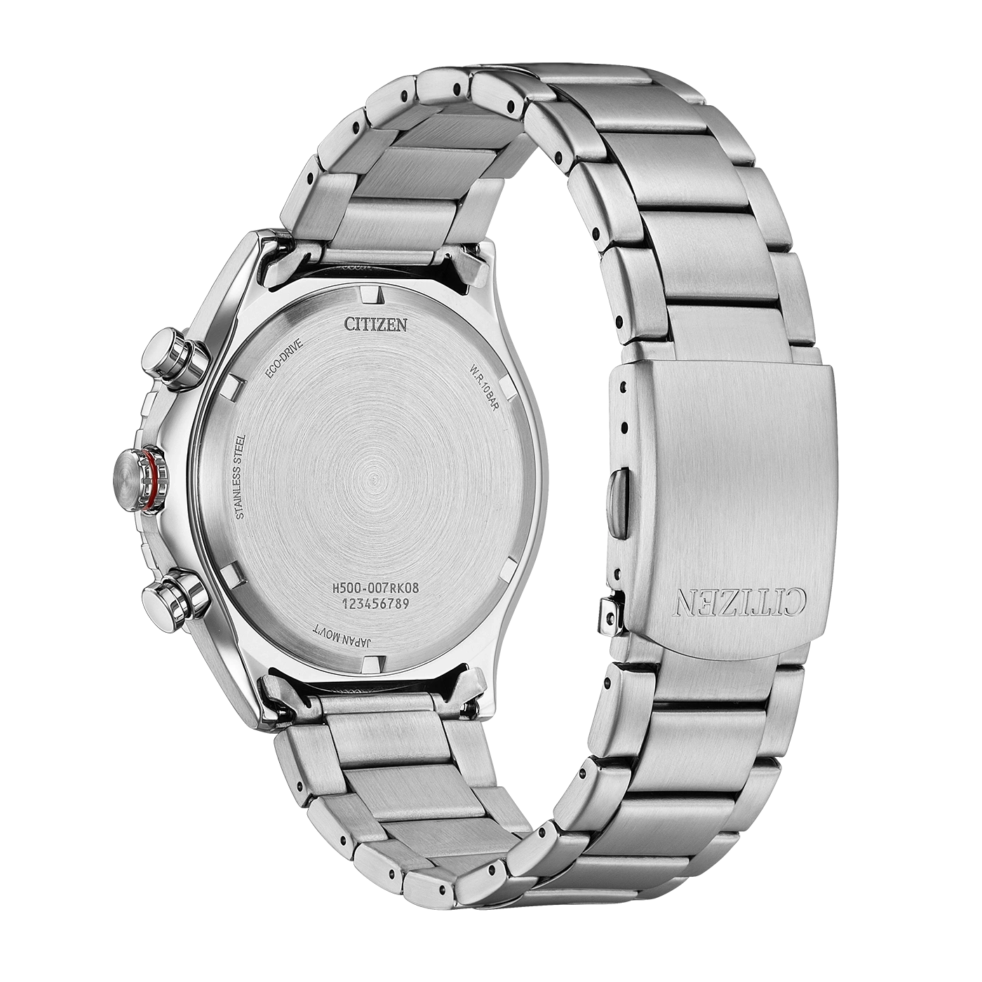 Herrenuhr, Sport-Chronograph aus Edelstahl - Schwarzes Zifferblatt - Citizen Modell: AT2566-88E