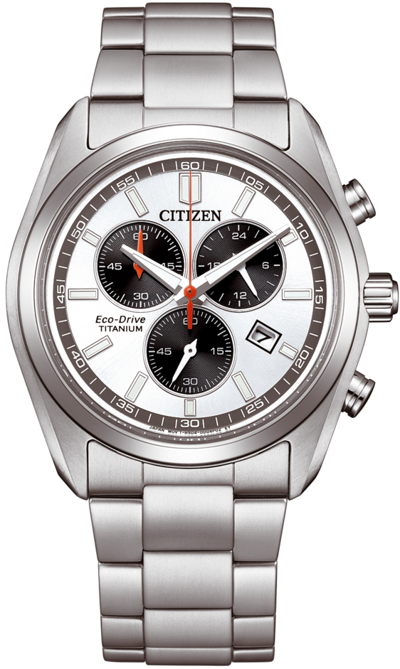 Herrenarmbanduhr mit silbernem Zifferblatt, Chronographen-Optik und Edelstahlband
