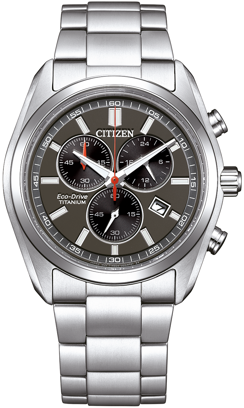 Armbanduhr für Herren: silberfarbenes Metallarmband, schwarzes Chrono-Zifferblatt mit Subdials
