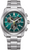 Citizen Super Titanium Herrenuhr mit smaragdgrünem Zifferblatt, Chrono-Subziffern und Metallband.