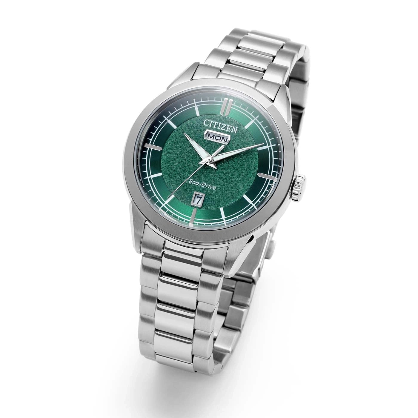 Herrenuhr, Eco-Drive Solaruhr aus Edelstahl - Grünes Zifferblatt - Citizen Modell: AW0151-85XC