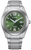 Herrenarmbanduhr Citizen mit silbernem Super-Titanium-Armband, grünem Zifferblatt und Datum bei 7