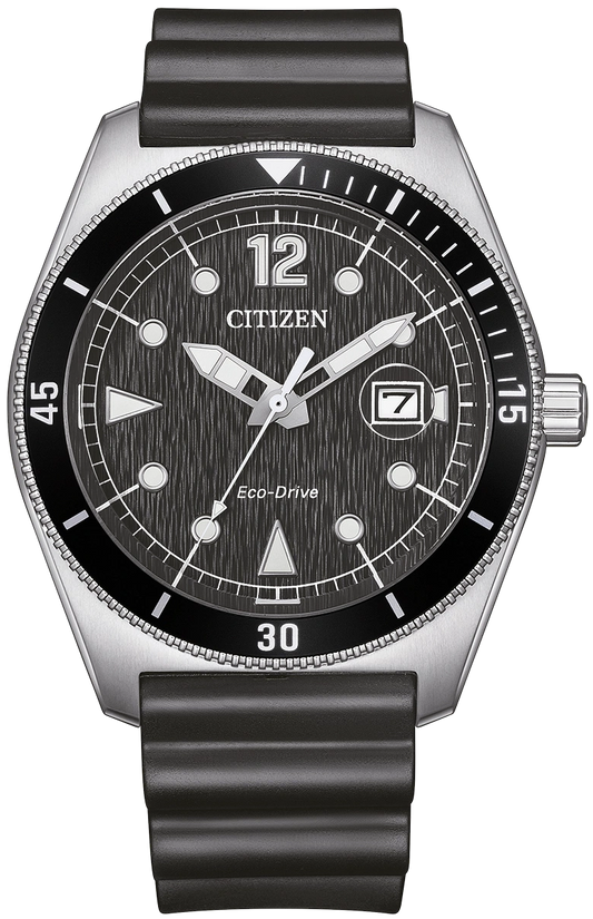 Herrenuhr, Eco-Drive aus Edelstahl- Schwarzes Zifferblatt - Citizen Modell: AW1889-00E