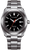 Herrenuhr mit schwarzem Zifferblatt, Datumsanzeige und Edelstahlarmband