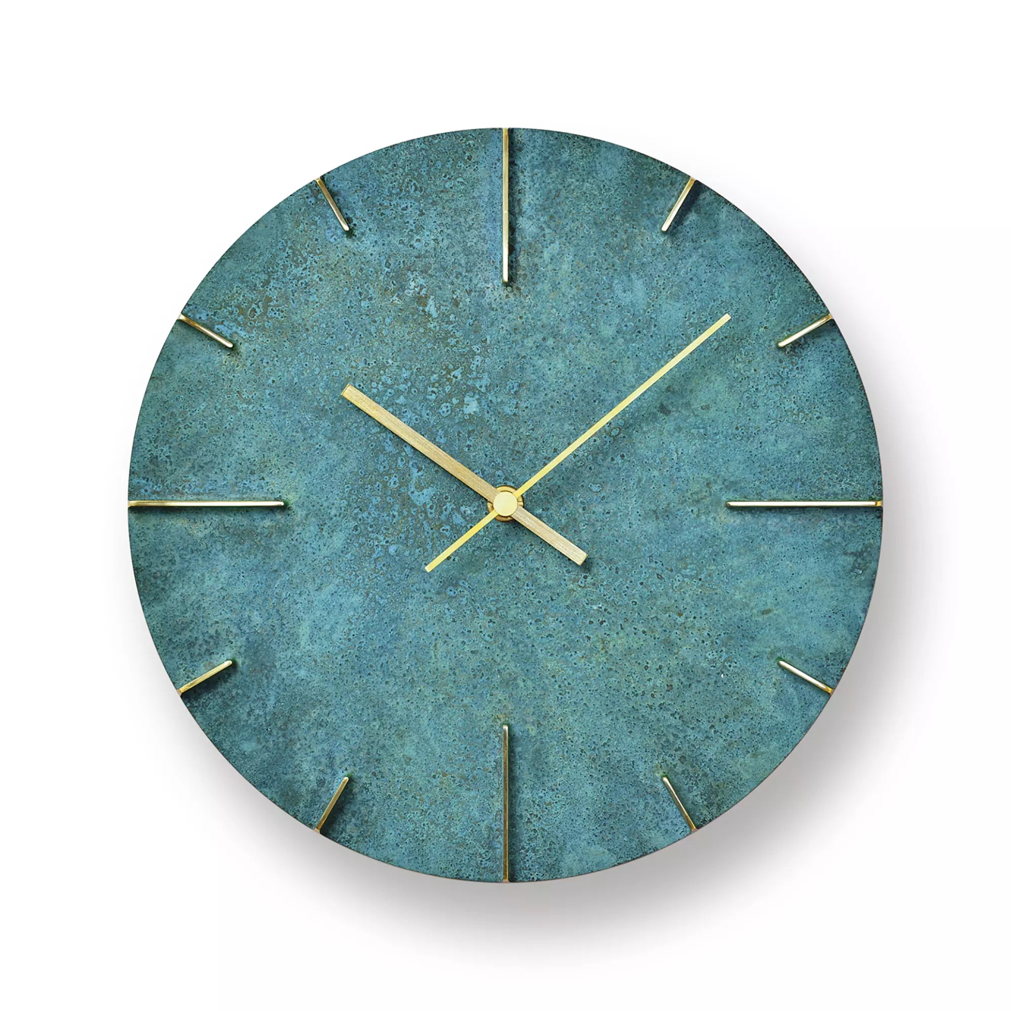 Lemnos Quaint AZ15-06 Wanduhr Grün • Massives Messinggehäuse • Japanisches Design