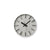 Runde Wanduhr mit silbernem Zifferblatt, schwarzen Zeigern und Strichindizes