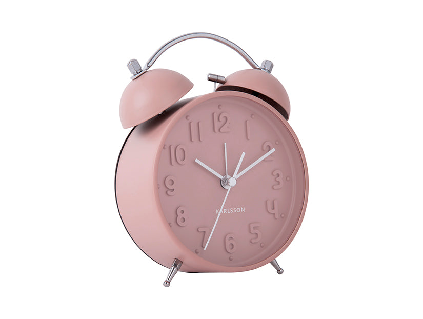 Karlsson Iconic KA5784PI Wecker Rosa • Geräuschloses Sweep-Uhrwerk • Klassisches Twin-Bell-Design
