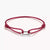Textilarmband aus rotem Band mit silbernem Verbinderring und Knoten-Enden