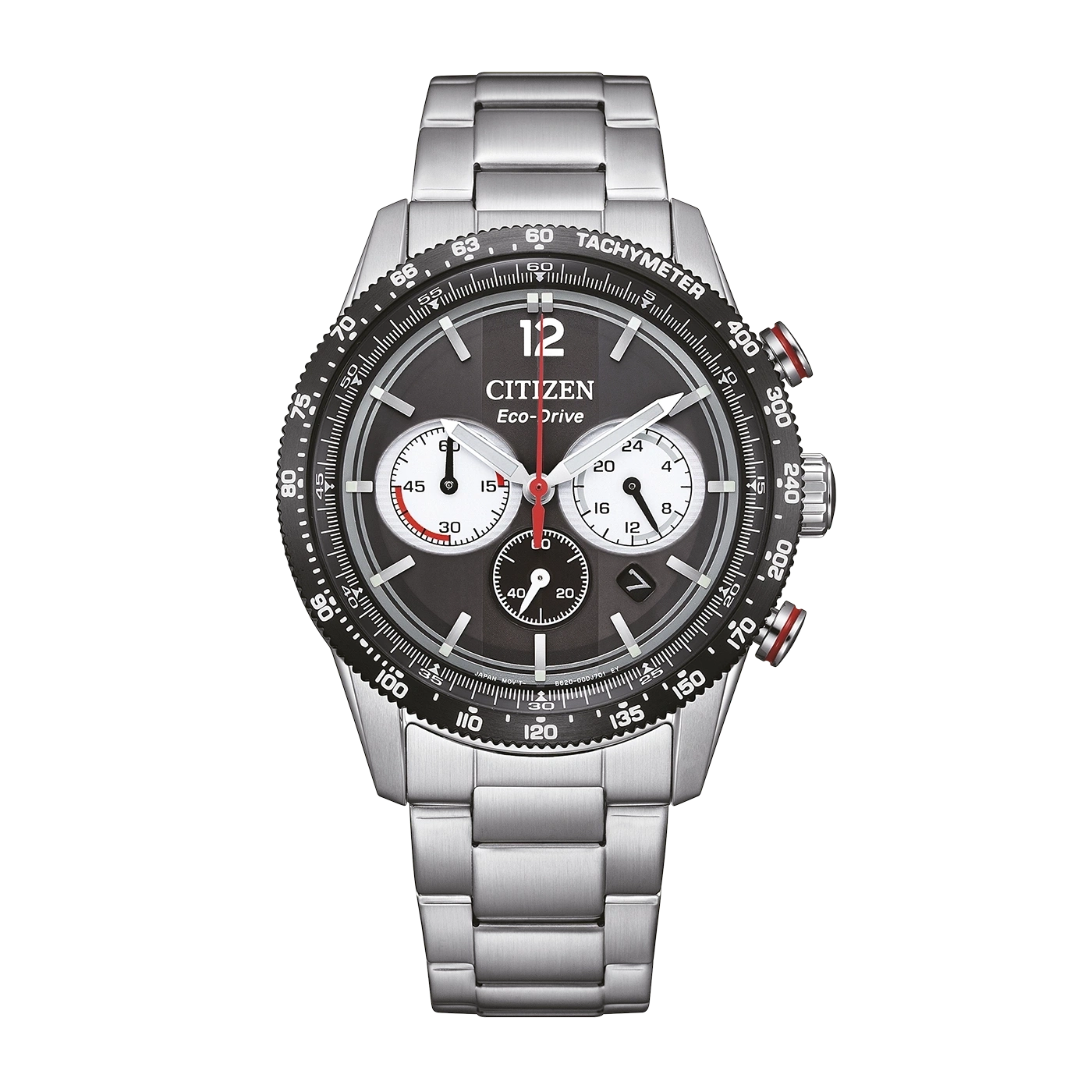 Herrenuhr, Solaruhr aus Edelstahl - Schwarzes Zifferblatt - Citizen Modell: CA4714-55E