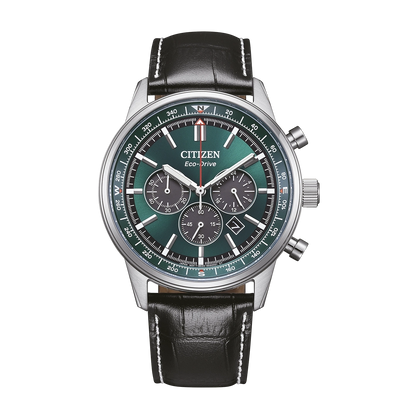 Citizen Classic Chronograph CA4720-01X Herrenuhr • Eco-Drive • Grünes Zifferblatt