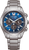 Herrenuhr mit blauem Zifferblatt, Chronographen-Optik und silbernem Titanarmband