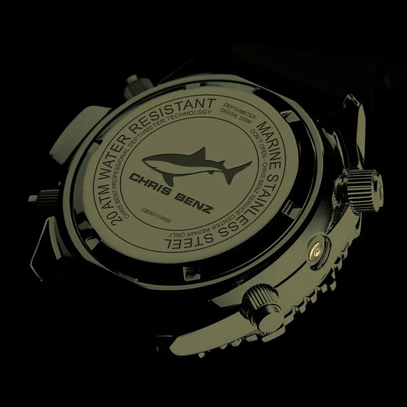 Chris Benz DEPTHMETER DIGITAL 200M LIMITED EDITION CB-D200X-C-KBS Uhr • Hai-Proof • Saphirglas