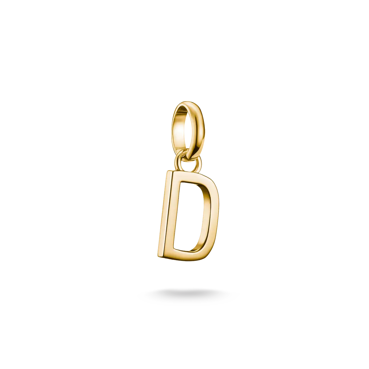 Goldfarbener Charm-Anhänger mit Buchstabe D, glatte Rahmenform