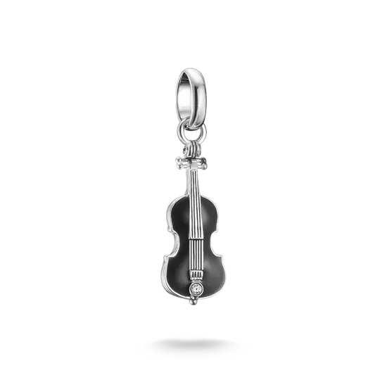 Silberner Connect-Charm-Anhänger mit Cello-Motiv und Zirkonia-Detail