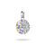 Silberner Charm-Anhänger mit ovalem Motiv und buntem Muster, mit Aufhängeschlaufe