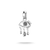 Silberfarbener Charm-Anhänger mit schwarzem Tränenstein und Zirkonia