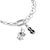 Silberfarbener Charm-Anhänger mit schwarzem Tränenstein und Zirkonia-Zierelement