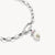 Silberner Charm-Anhänger an Kette: Perle, Schleife und pinker Stein