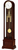 Standuhr mit dunklem Holzgehäuse, weißem Zifferblatt und goldfarbenem Pendelknopf