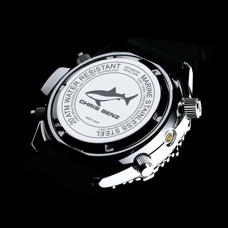 Chris Benz Depthmeter Digital 200M CB-D200X-SI-KBS Men's Watch • Shark-Proof • Sapphire Crystal