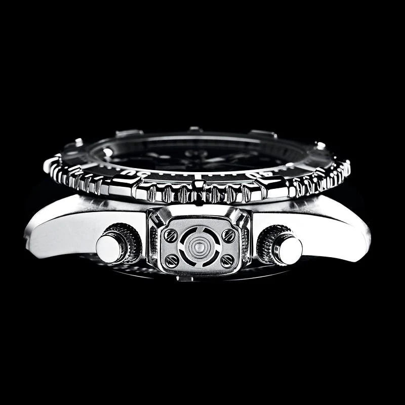 Chris Benz DEPTHMETER DIGITAL 200M CB-D200X-SI-MB Herren Uhr • 200m Hai-Proof • Saphirglas