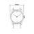 Frontansicht: runde Herrenuhr, weißes Ziffernblatt, Breite 42 mm