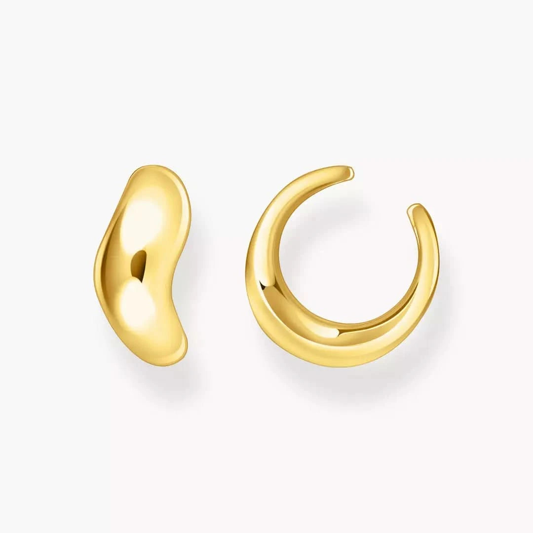 Vergoldeter geschwungener Earcuff im Halbkreis-Design, glänzende Oberfläche