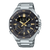 Herrenarmbanduhr, schwarzes Zifferblatt mit Funktionsanzeigen, goldene Zeiger, Edelstahlarmband, Bluetooth