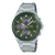 Casio Edifice Herrenuhr: grünes Zifferblatt mit Chronograph-Subziffern, silbernes Band