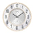 Wanduhr mit Marmoroptik, beigem Rahmen, schwarzen Ziffern und Zeigern, weißem Zifferblatt