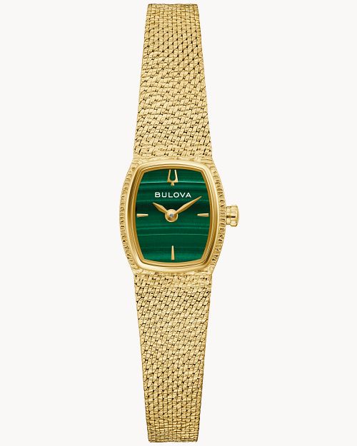 Bulova Goddess of Time 97L184 Damenuhr Goldfarben/Grün • Saphirglas • Quarzwerk