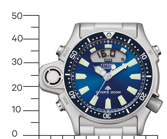 Citizen Promaster JP2000-67L Uhr • 20 Bar Taucheruhr • Tiefenmesser