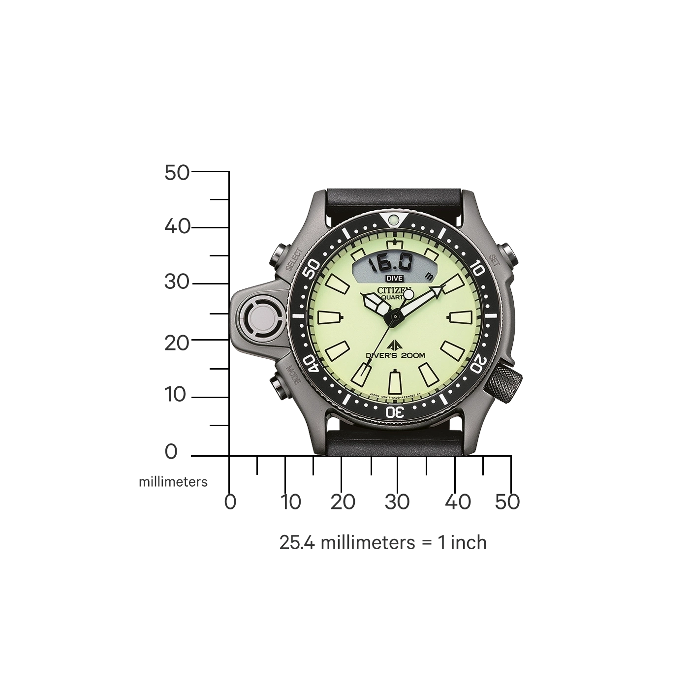 Citizen Promaster Aqualand JP2007-17W Herrenuhr • Tiefenmesser • 20 bar wasserdicht