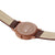 Mondaine Unisex-Uhr mit braunem Lederarmband; Rückseite des Gehäuses mit Aufdruck.